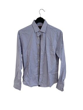 UNTUCKit Men's Blue and White Check Dress Shirt